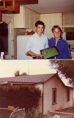 Elder Zitting (greenie) and Elder Worthen (the short one) on Zitting's first night in the mission field.  Cake made by span-am Sisters Johnson and Ksenics.
1977 Imperial Beach - our very small apartment/house on Emory Street
Mark A Worthen
17 Mar 2003