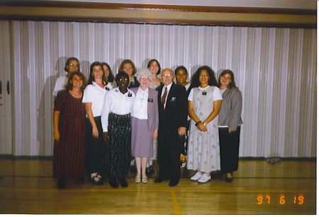 L to R - back row: Sister Partridge, Sister ?, Sister Perry, Sister Ricks, Sister Tupola, Sister Berry. Front row: Sister Blanton, Sister Packer, Sister Josier, Sister Gowan & President Gowan, Sister Kaufusi
Alice  Shelley
27 Aug 2006