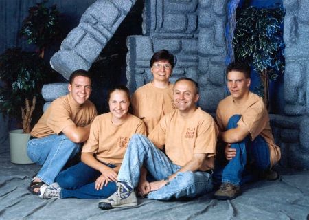August 2001, PEI dirt shirts
 from left to right: Andrew, served in Ecuador 1999 to 2001; Becky, now going into Grade 12; Patti; Darwin; Nathan, currently serving in Ukraine.
Darwin  Hawryluk
23 Aug 2004