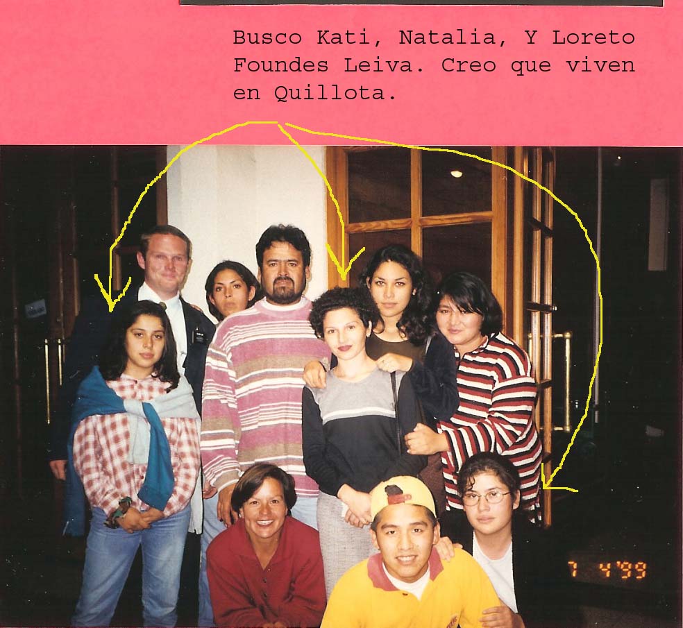 Kati, Natalia, y Loreto Foundes Leiva.  Vivian en Iquiquie, Barrio 2, y se fueron a Quillota.  Si lo ubica me contacta. joyjason@hotmail.com
Jason Thomas Joy
31 Oct 2006