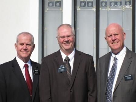 Pictured here, left to right, are Rick Lee, Van Layman and Art Hayden.  The three of them are serving in the Santiago Temple together with their wives.  All three previously served in the Chilean Mission in the 1960's.
Gary V. Davis
25 Aug 2012