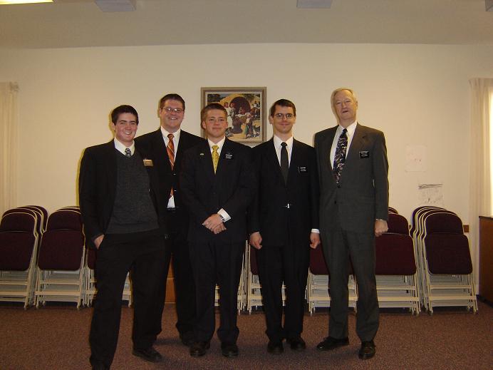 Left to Right: Elder Bowmen (Center), Elder Tompkins (Salida) , Elder Bauer (Center) , Elder Harms (Salida) , Elder Strong (Del Norte)(Sister strong took the picture)
Grant Lee Tompkins
21 Jun 2006