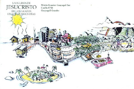 El Elder Drury de la misión Dibujó esto para la tajeta de Navidad 2001.  Tiene todos los areas de la mision, incluso Galapagos y los dos elderes que sierven alla!
Jon Andrew Snider
04 Jan 2004
