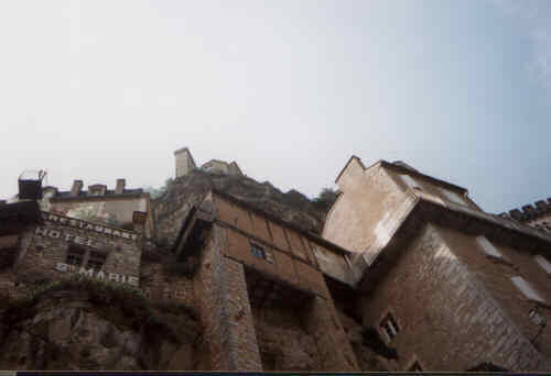 Look up, look waaaaay up. The view from one of the lower levels of Rocamadour, a small but famous pilgrimage town built into the side of a steep cliff. It's located between Cahors and Brive.
Chuck  McKinnon
16 Nov 2001