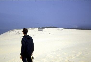 Elder Porter on the tallest sand dune in Europe, near Arcachon - west of Bordeaux.  There's an old German pill box in background.
Fred J. Clark
18 Feb 2006