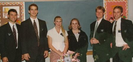 Elder Bancroft, Elder McMillian, Sister Schulz, Sister Gausnell, Elder Reese, Elder Taysom. 
This is the Newnan District, at the baptism for Delvin Dyer.  It was in like Oct or Nov of 96
Rayna Leanne Gausnell
25 Aug 2007