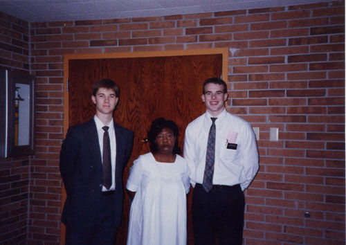 Annie Garmon, Elder Egan and I at her Baptism in Warner Robins.  I have not heard from her in years.  Does anybody remember her?
Jeffrey A. Grimes
22 Dec 2003