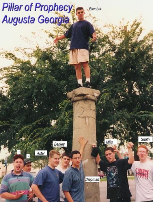 Here's a few of us now.  I can't remember the two guys on the left.  If somebody lets me know who they are I'll submit a new photo with their names.
Adam H Berkey
15 Jul 2001