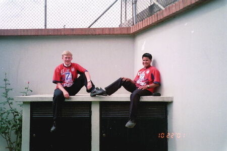 Elder Cop and I wearing our Xelajú jerseys that he bought. Behind the chapel in Antigua, Guatemala.
Stephen Reed Done
24 Feb 2004