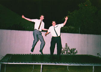 Elderes Coleman y McDonald disfrutan del trampolin de la familia Justice.  Enero 1991.
Miles Day Coleman
27 Jan 2002