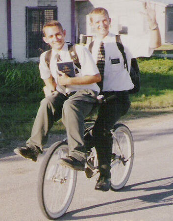 Elder Daniels and myself back when bikes were allowed.
Michael  Hales
12 Nov 2003