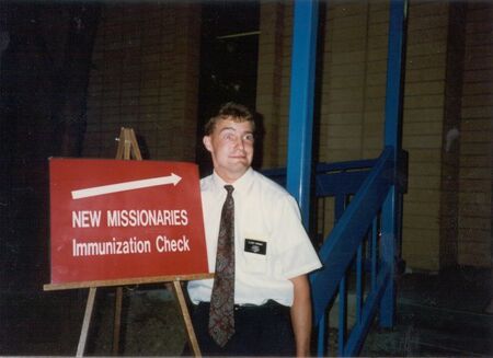 Elder Hormon making fun of the new Elders having to recieve their immunizations at the MTC.
Ken  Anderton
08 Apr 2003