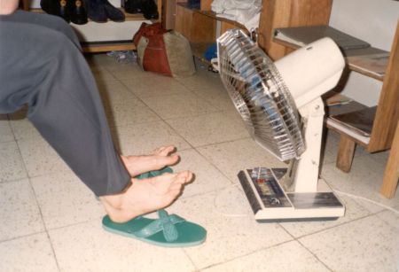 Every morning Elder Wilson would use the fan to dry off his feet, then sprinkle on some foot powder to keep the fungus from growing.
Ken  Anderton
08 Apr 2003
