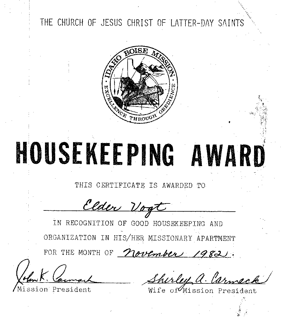 Housekeeping award 1982
Phillip  Vogt (Weyers)
11 Oct 2006