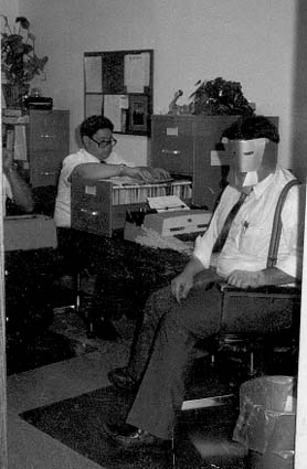 Elder Mackley takes extreme measures to protect himself from rubber band onslaught. Mission Office 1983
Phillip  Vogt (Weyers)
11 Oct 2006