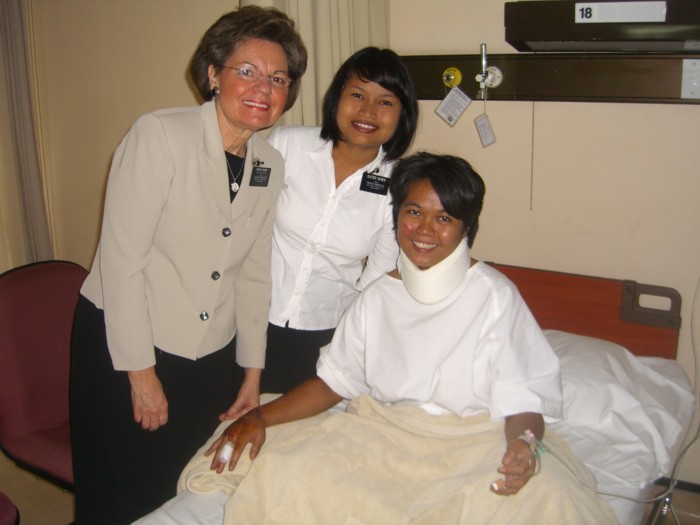 From Pres. Jensen: 

While the Saturday evening session of our District Conference with Elder Tingey was concluding, one of my assistant came to the door of the chapel and motioned for me to come out.  He told me that one of our local Sister missionaries that been robbed.  A car had driven by her and someone in the car had reached out and grabbed her purse that was hung over her shoulder.  The car then accelerated throwing the Sister to the pavement.  She was drug for a short distance before she released her hold on the purse.
David Brewer
27 Nov 2005