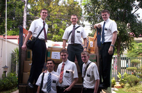 Elders (from above left)- Neilsen, Sakievich, Wallace, Budi Hardi, Honey, and Rigby after we loaded about 100 boxes of clothes and blankets donated by members for the victims in Yogya.
David Brewer
10 Jun 2006