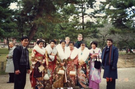 Davis, MacMurray, and my companion, Kurihara, and I with some girls on the coming-of-age day.
Stephen  Templin
30 May 2006