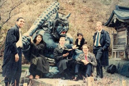 Sitting outside a Noboribetsu Onsen in April of 1992, Whitesides Choro with his B of M Open working overtime, trying to teach the Natives(ONI).
Jim Dillon
30 Dec 2001