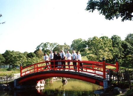 Approximately Aug of 1993. From the left: McBride, Atkinson, King, Yamagichi, Watts, Dillon, McNeil, and Kuroki. I believe this was on Pday at a park up in Midoriaoka where Kuroki and McNeil lived.
Jim Dillon
02 Nov 2004