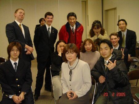 This is from an evening meeting that we started up. Some of you may know Sasamori Mahito, (lower left) and Sugawara Shimai (hands on face) originally from Abashiri. This was the first time Mahito kyoudai had been to church since he was baptised as a kid. He bore his testimony and everyone was crying. ^_^
Trevor Robert Anderson
21 Feb 2007