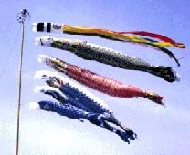 This May celebration for Boys and Girls.  Large carp wind socks wave in the air to commemorate the children's advancing in society.
David  van der Leek
20 Aug 2003