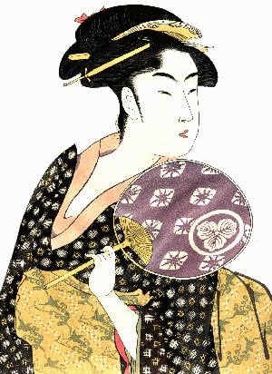 Painter Kitagawa Utamaro  captures the beauty of Ohisa, one of the most renowned beauties of Edo (presently Tokyo)
David  van der Leek
27 May 2002