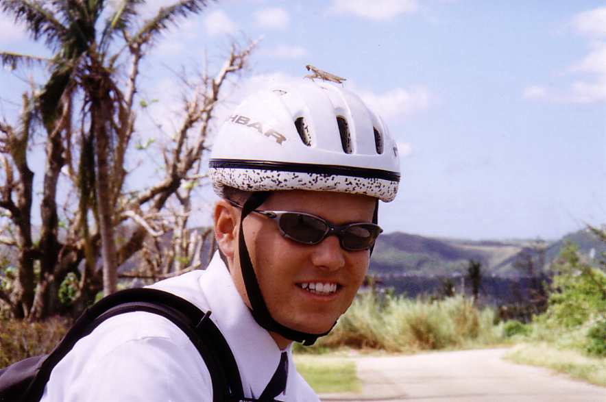 Check out the passenger on the helmet.  [Broderick Chandler Howard]
Talafofo area  December 2002
Andy Foss
29 Jul 2003