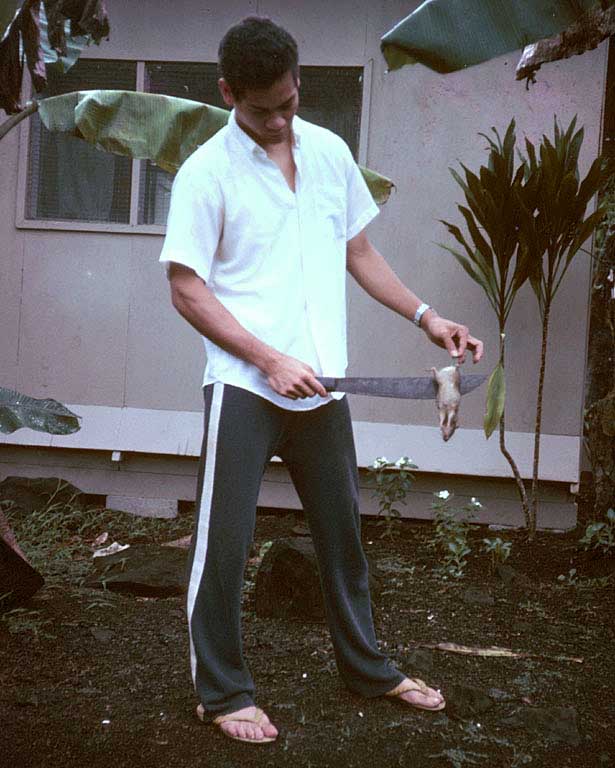 Elder DeLeon with morning visitor.
David  Johnson
22 May 2004