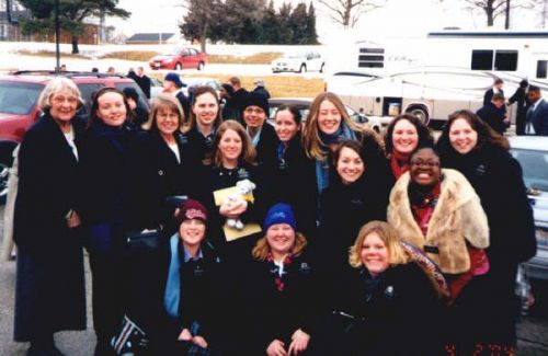 Taken 4th Feb 2004, at transfer meeting.
Back L-R: Simmons, D. Jensen, Richards, Cortson, Jepson, Mayo, Probert, L. Jensen, Smith.
Middle L-R: Fuquay, Calvert, Ekpo.
Front L-R: Taylor, Thacker, Favero.
Sarah 