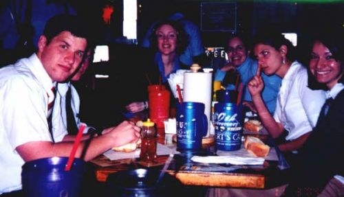 Taken 11 Mar 2004 @ Lamberts Cafe.
L-R: Elder Derrek Williams, Elder Hornburger, Sister Sarah Taylor, Sister Emily Hart, Sister Jepson, Sister Rachel Calvert.
Sarah 