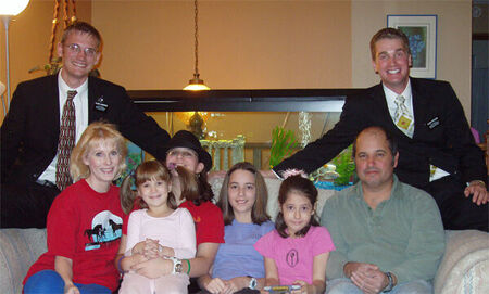 Elder Grazzini says goodbye to Bozeman and the Johnson family.  Elder Landgrebe is on the left.
Steve Johnson
10 Feb 2006