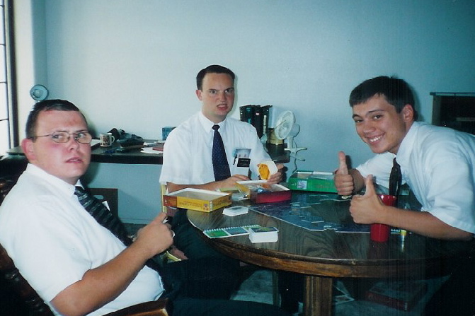 Elder Holmes, Guber, and someone are ready to play: Settlers of Catan.
Joseph Moroni Cheney
24 Oct 2004