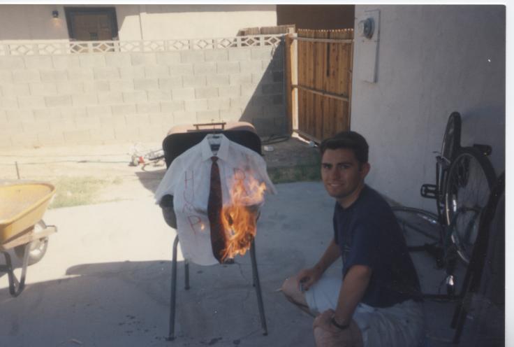 Elder Darrington burns a shirt and tie.
Joel W. Darrington
19 Mar 2005