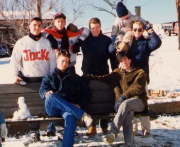 The Wintersville District - (front row) Elder Paul Augason, Elder Tracey Thomas, (back row) Elder Don Jocko, Elder Kevin Bryant, Elder Thomas Andelin, Elder Darrell Murray and an unidentified child - iscaptured in full brilliance.
Tracey  Thomas
31 May 2002