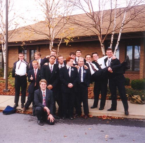 Oct 96 @ Brookville Left to Right: Elders Jacobs, Foss, Anderson, E. Larson (bottom), Manutai, Blackcomb (behind Manutai), Wharff, Goodman, Young, Johnson (back), Holt, Patey, Caple, and A. Larson
Cody  Foss
17 Jul 2002