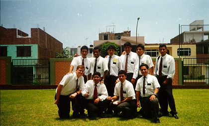 at capilla El Trebol in Los Olivos, Lima 1st row: Elders Plowman, Charaja, Anticona (Freddy), and Valderrama 2nd row: Elders Castillo, Díaz, Espinoza, Ccori, Venancio, and Reyna
Jonathan L. Plowman
07 Jun 2001