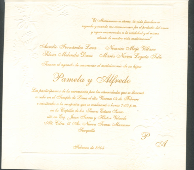 es nuestro deseo compartir con ustedes nuestra felicidad
alfredo  muje leguia
27 Jan 2005