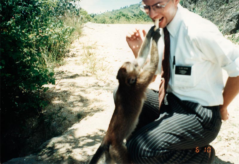As part of our Sesquicentennial celebration the members of the Calatrava branch and some from Guihulngan walked a bunch of miles to and from a monkey sanctuary north of Calatrava and played w/ the monkeys, had a spiritual meeting and ate yummy food.
Brandon E.B. Ward
07 May 2004