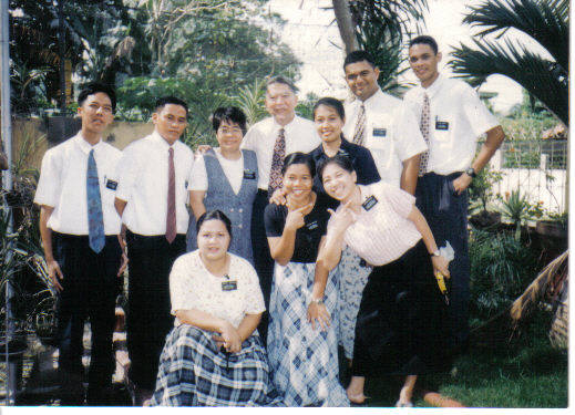 From L-R (bottom): Sis. Labrador, Sis. Esposo, Sis. Mejia, Elder Cardinez, Elder Destacamento, Sis. Mascardo, Pres. Mascardo, Sis. Dumlao, Elder Faletagaloa, Elder Nunez
Rutchel Minerva Puckett
11 May 2005