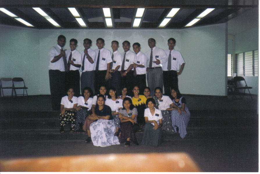 L-R: Sis. Labrador, Sis. Esposo, Sis. Tano, Sis. Amolong, Sis. Melanio, Sis. Dumlao, Sis. Mejia, Sis. Hebrez, Sis. Apawan, Sis. Monsale,Sis. Valdez, Sis. Abanilla, Elder Faletagaloa, Elder Abanggan, Elder Mata, Elder Navarro, Elder Gerdan, Elder De la Cerna, E. Destacamento, Elder Sefuiva, Elder DeGuzman
Rutchel Minerva Puckett
19 Aug 2005