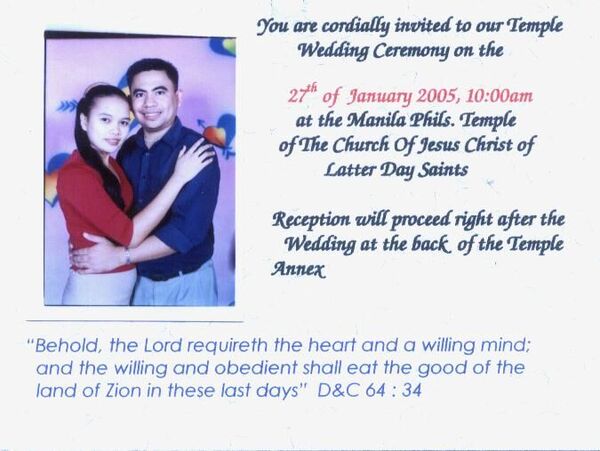 Wedding Invitation
Randy Alejaga Rosales
24 Jan 2005