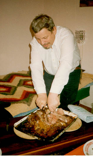 You haven't lived until you've been fed by Vladimir Mikliukov.  Pictured is a leg of baran.
Jared Julius Blum
11 Feb 2002