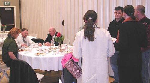 Sister Renata Novak Speir, her husband, Pres. Nelson, Elder Isaacson, and Elder Phillips.
Bryan Moody
07 Apr 2003