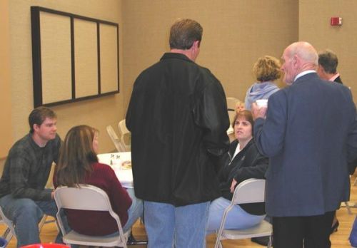 Elder Smith, his wife, Elder Andrus, Sister Callor, Holly Andrus, Elder Clark, and Sister Nelson
Bryan Moody
07 Apr 2003