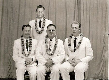 L -> R
Lynn Nielsen, 1st Counselor;  Boyd Harris, Secretary; Howard B. Stone, President; Larry Oler, 2nd Counselor
Duane Deane Stone
01 Apr 2009
