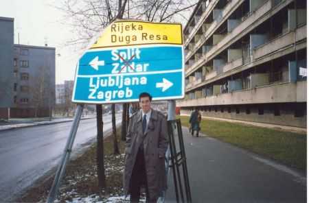 Elder Woodruff visiting Karlovac.  Elder Bryan and I would frequently get calls from the Karlovac Elders wondering what mission protocol was if there was shelling outside of the city.
Richard Paul Woodruff
20 May 2003