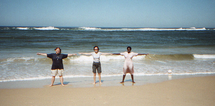 Sister Nielson, Sister Dominault, and Sister Kagere do a cheesy 