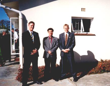 Elder Davis, Rory Brown, Elder Knudsen at the George boarding to witness a rare & precious event - a Mossel Bay baptism.
Dustin  Davis
21 Dec 2001