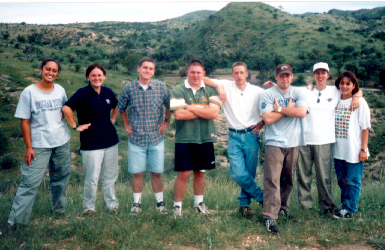 Sisters Hunt and Eklund, Elders Sampson, Paddock, O'Moore and Hancey, and Sisters May and Booyse prove that the wildlife isn't all native at a game park outside of Windhoek.
Jennifer Ruth Dibble
17 Jul 2002